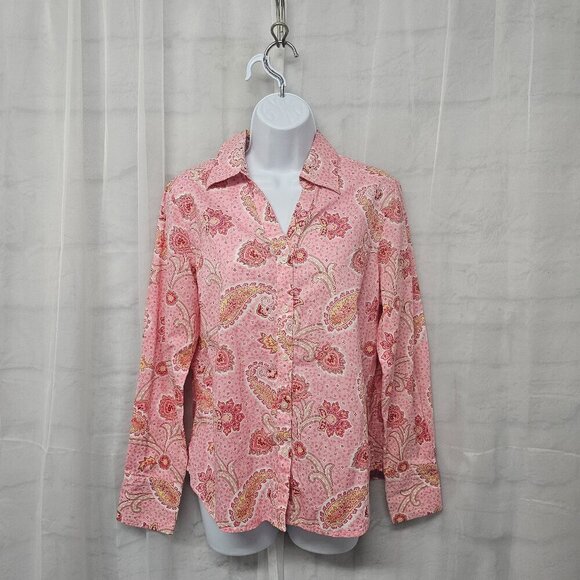 Vintage Charter Club Pink Paisley Blouse Boho Hippie Retro 12 - Picture 1 of 11